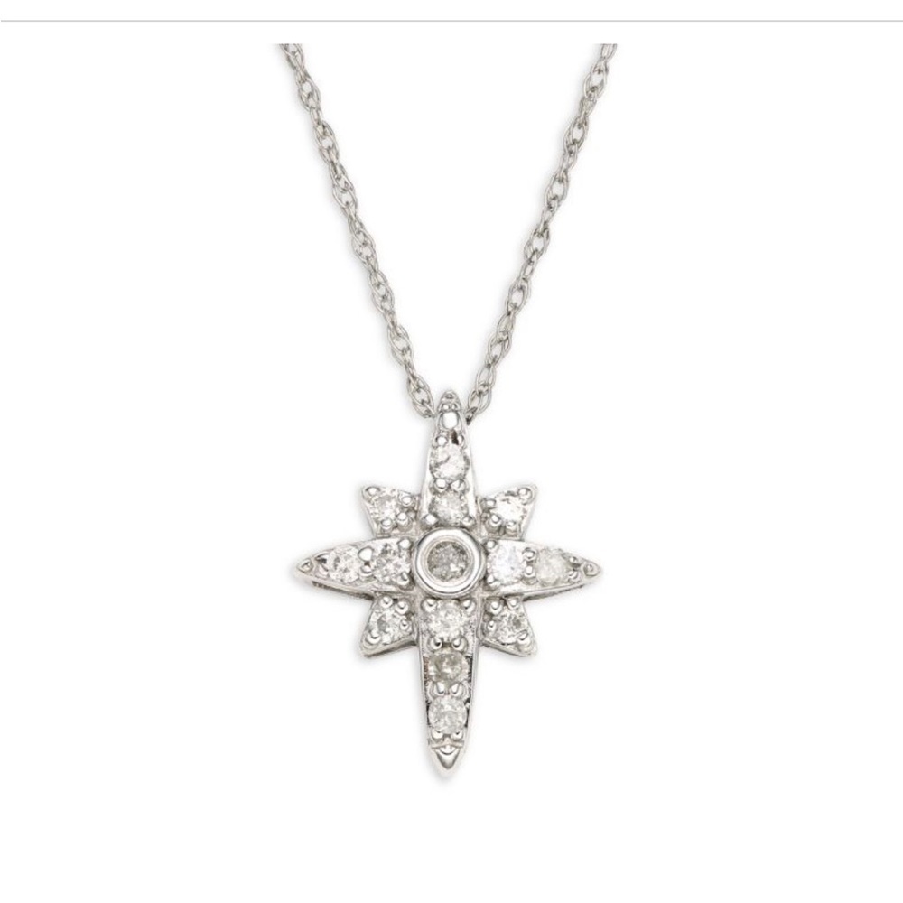 SOLD Diamond 14K White Gold Northstar Necklace
